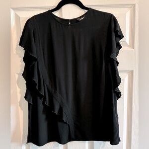 Express Elegant Black Ruffle Sleeve Top
